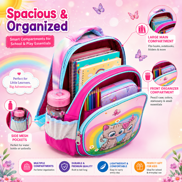 14 Inch School Backpack with Spacious Compartments | Lightweight Durable Water-Resistant Bag | Ergonomic Shoulder Straps, Multi-Pocket Storage for Daily Use, Travel & Office