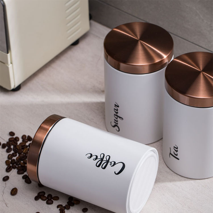 BERAM Tea Sugar Coffee Container Set Airtight Kitchen Storage Container with Lid Home and Kitchen Stylish Storage Container Jar for Sugar Tea and Coffee Home Improvement Essentials