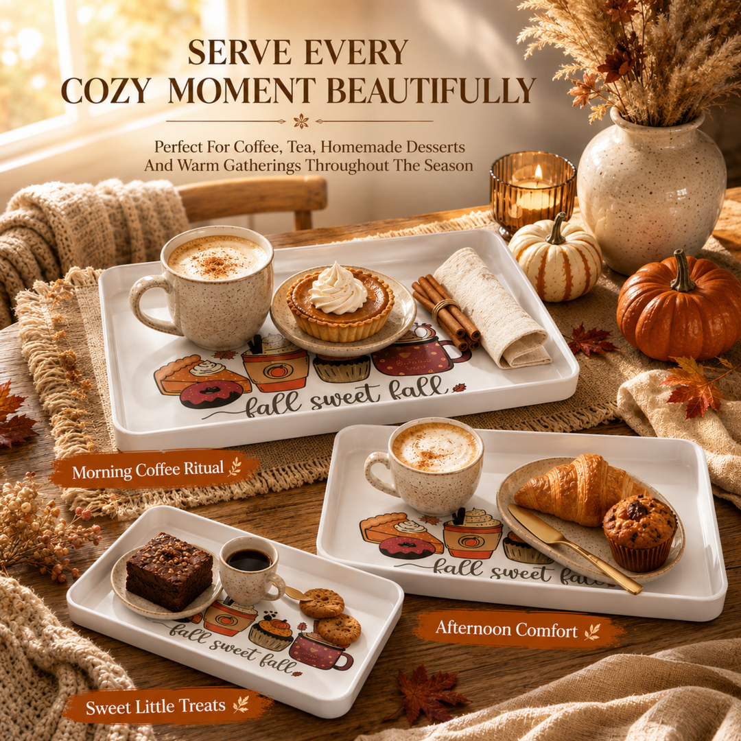 Melamine  Tray White Set Serving Tray Microwave Safe Look Lightweight Durable Platter for Snacks Desserts Tea Coffee Dining Kitchen Party and Restaurant Use