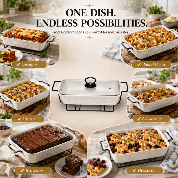 Ceramic Baking Tray with Candle Holder Premium Porcelain Serving and Oven Dish Heat Resistant White Platter for Baking Serving Decor Party and Dining