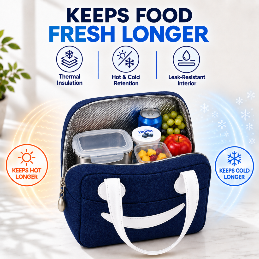 Insulated Lunch Bag, Reusable Thermal Lunch Tote with Zipper Closure, Lightweight Lunch Box Carry Bag for Office, School, Travel, Picnic, Work and Daily Meal Storage