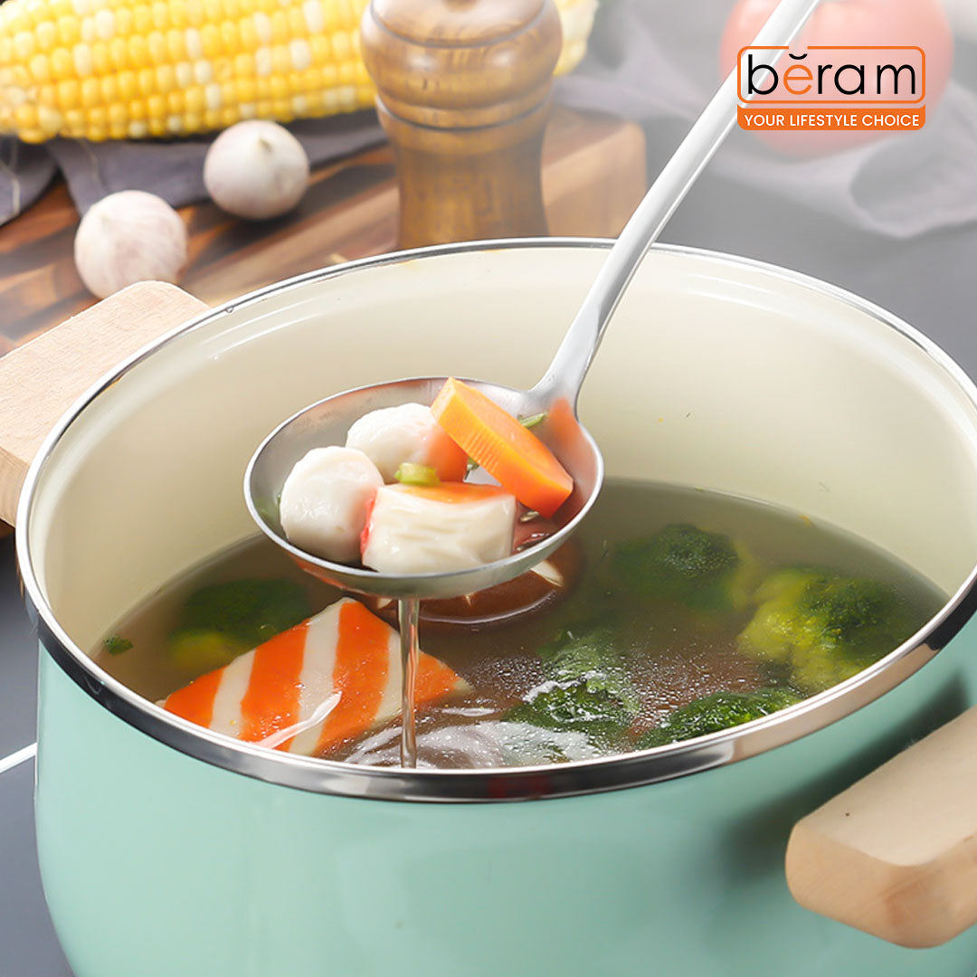 Beram Stainless Steel 2-Piece Cooking Utensils – 6cm Skimmer and Soup Ladle with Ergonomic Handles Mirror Finish Rust-Resistant Lightweight Hanging Hole for Storage Cooking Tools for Everyday Use