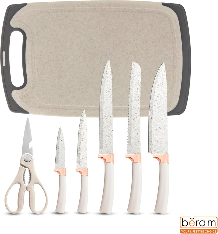 BERAM 19 Pieces Knife Set for Kitchen Cooking Utensils Set Tongs Spoon Spatula & Turner Made of Heat Resistant Silicone with Wooden Handles Non-Stick Kitchen Knife Sets