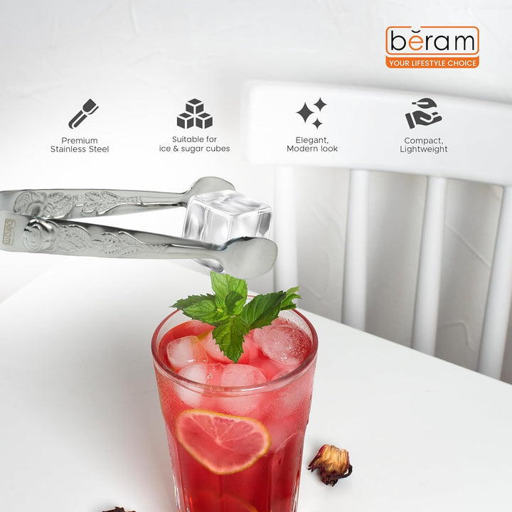 Beram Sugar Tong – Stainless Steel Mini Tongs for Sugar Cubes, Ice, Snacks & Tea Parties – Durable, Rust-Resistant Handle Design