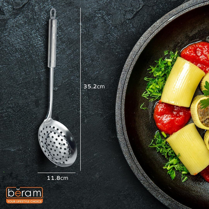 BERAM Stainless Steel Cooking Utensils Set 6 Pieces Four Leaf Design Handles Spatula Turner Rice Scoop Pasta Server Skimmer Soup Ladle Kitchen Tools for Daily Use