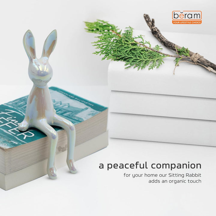 BERAM Sitting Bunny – Ceramic Statue Figurine, Modern Art Sculpture for Home Decor, Abstract Shelf Ornament, Premium Gift for Office, Living Room, or Dining Room Centerpiece