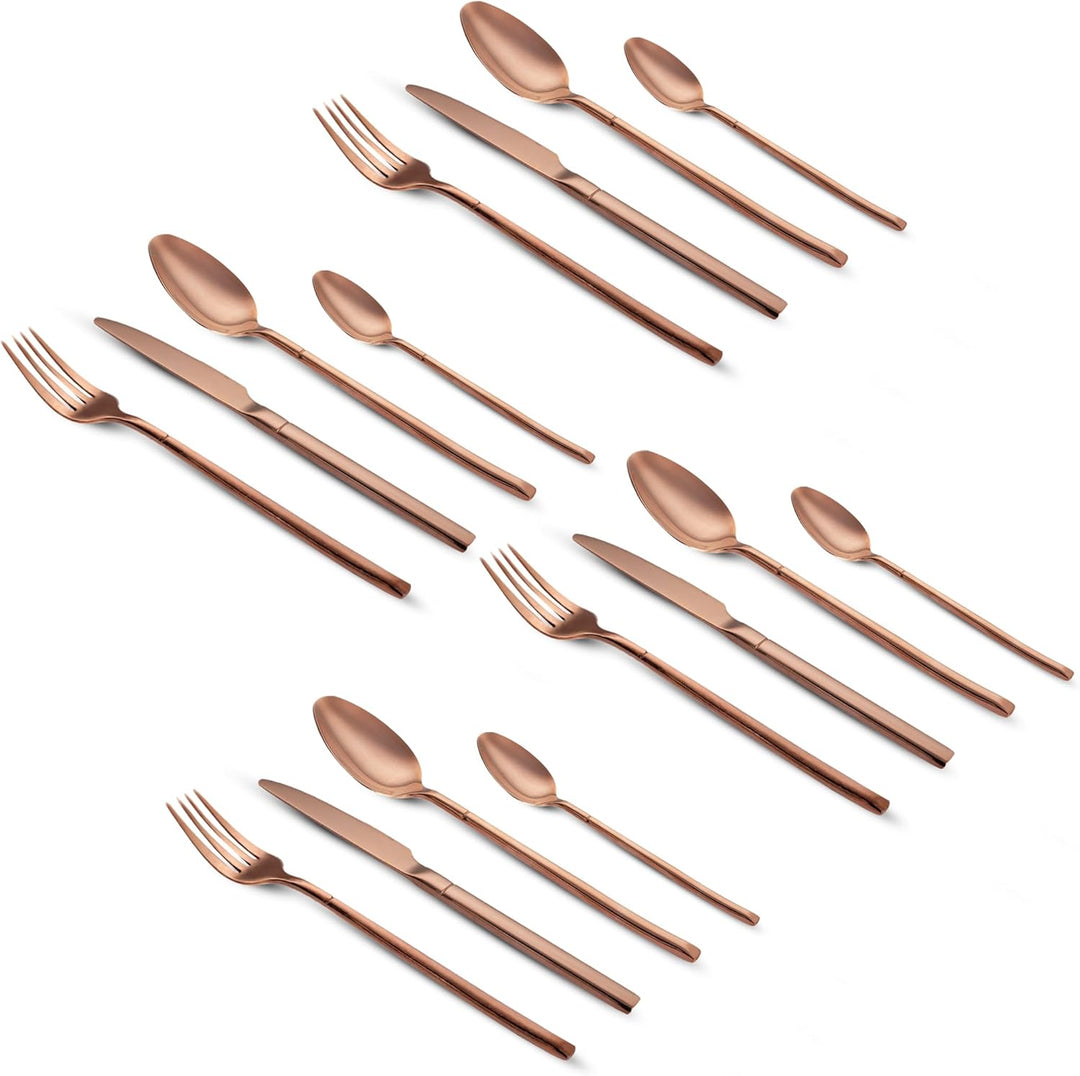 BERAM Copper Craft Cutlery Set 18/10 Stainless Steel Flatware Elegant Copper Finish Tableware for Home, Restaurants & Hotels Premium Dining Utensils for One Setting