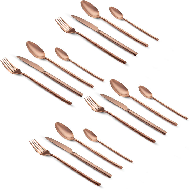 BERAM Copper Craft Cutlery Set 18/10 Stainless Steel Flatware Elegant Copper Finish Tableware for Home, Restaurants & Hotels Premium Dining Utensils for One Setting