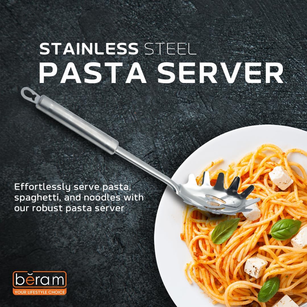 Pasta Server Collection BERAM Pasta Server Premium Stainless Steel Spaghetti Server with Four ...