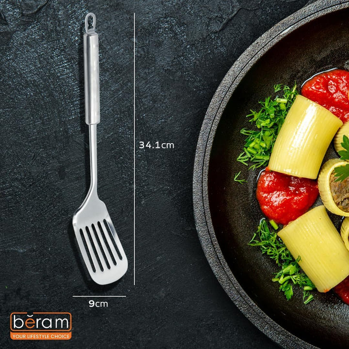 BERAM Stainless Steel Cooking Utensils Set 6 Pieces Four Leaf Design Handles Spatula Turner Rice Scoop Pasta Server Skimmer Soup Ladle Kitchen Tools for Daily Use