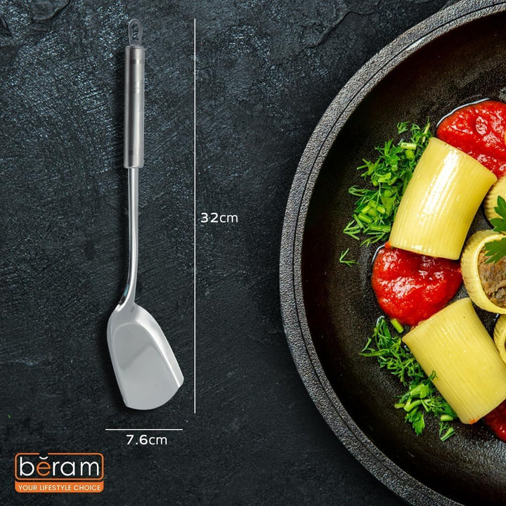BERAM Stainless Steel Cooking Utensils Set 6 Pieces Four Leaf Design Handles Spatula Turner Rice Scoop Pasta Server Skimmer Soup Ladle Kitchen Tools for Daily Use