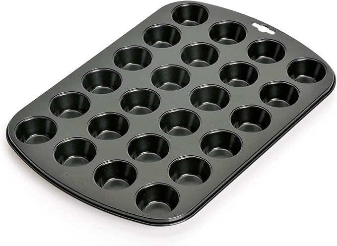 Beram Mini 24 Cupcake Tray Non Stick Carbon Steel Muffin Pan Heavy Duty Oven Safe Bakeware Baking Tray for Cupcakes Muffins Brownies Cookies Pastry Tarts Desserts BPA Free Kitchen Baking Pan