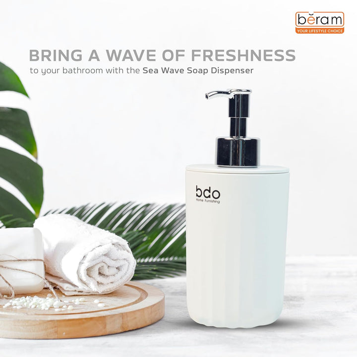 BERAM Sea Wave Soap Dispenser, Hand Sanitizer Travel Bottle, Hand and Liquid Soap Pump, Lotion Dispenser, Compact Bathroom or Kitchen Container, Holder for Traveling, Camping, Vacation