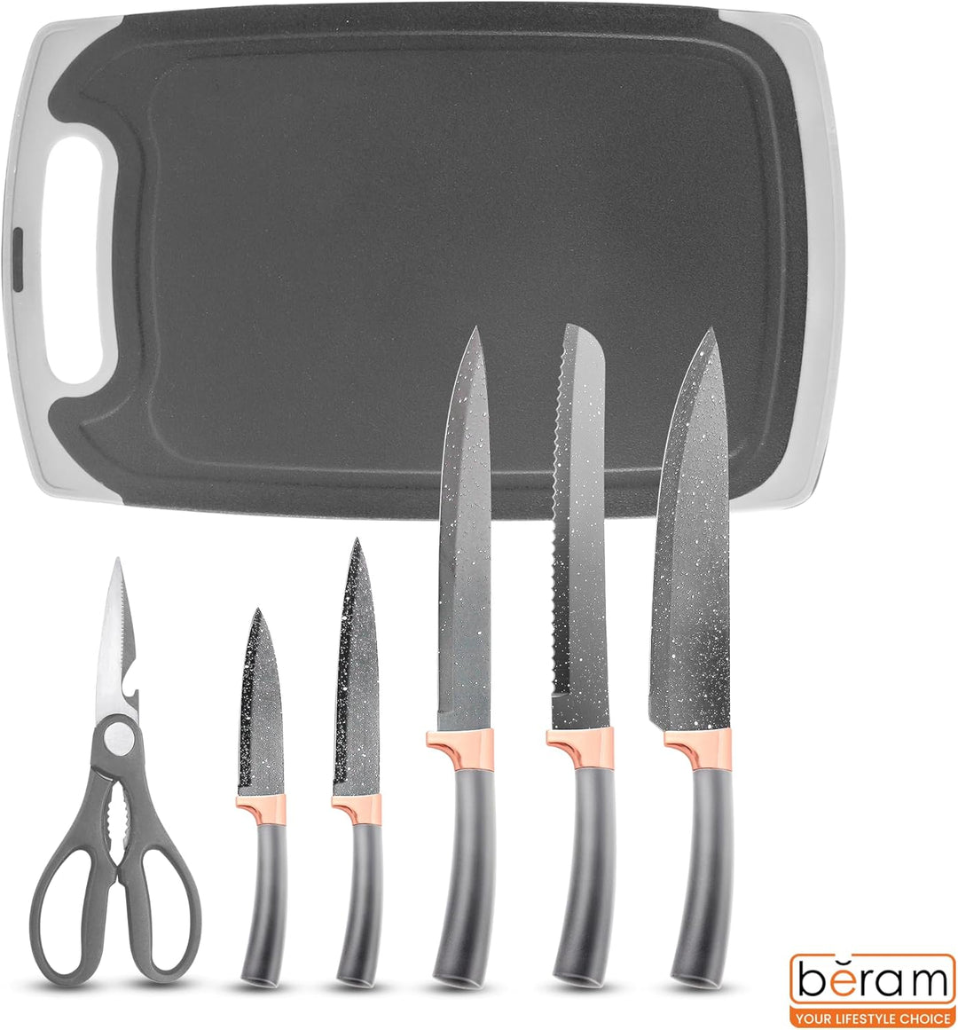 BERAM 19 Pieces Knife Set for Kitchen Cooking Utensils Set Tongs Spoon Spatula & Turner Made of Heat Resistant Silicone with Wooden Handles Non-Stick Kitchen Knife Sets