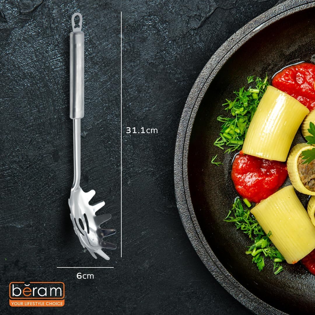 BERAM Stainless Steel Cooking Utensils Set 6 Pieces Four Leaf Design Handles Spatula Turner Rice Scoop Pasta Server Skimmer Soup Ladle Kitchen Tools for Daily Use