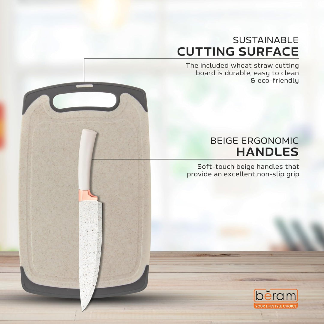 BERAM 19 Pieces Knife Set for Kitchen Cooking Utensils Set Tongs Spoon Spatula & Turner Made of Heat Resistant Silicone with Wooden Handles Non-Stick Kitchen Knife Sets