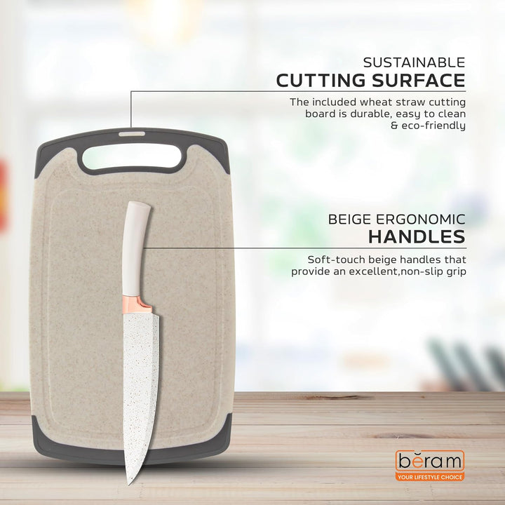 BERAM 19 Pieces Knife Set for Kitchen Cooking Utensils Set Tongs Spoon Spatula & Turner Made of Heat Resistant Silicone with Wooden Handles Non-Stick Kitchen Knife Sets