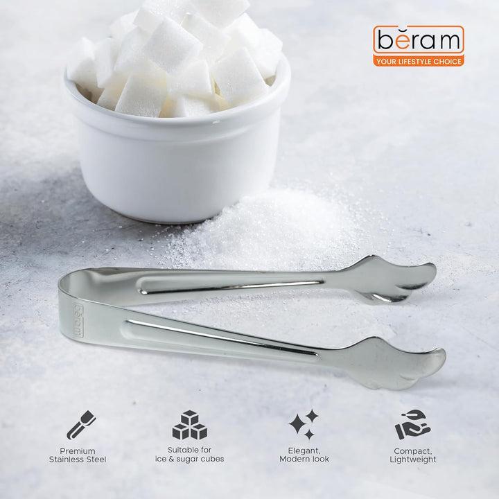 Beram Sugar Tong – Stainless Steel Mini Tongs for Sugar Cubes Ice Snacks & Tea Parties – Durable Rust-Resistant Leaf Design