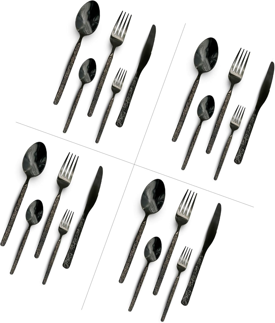 BERAM Dark Delight 402 Cutlery Set Black Marble Finish Premium Stainless Steel Flatware Heavy Duty Rust Resistant for Home Hotels & Restaurants – Dishwasher Safe Modern Elegant Tableware