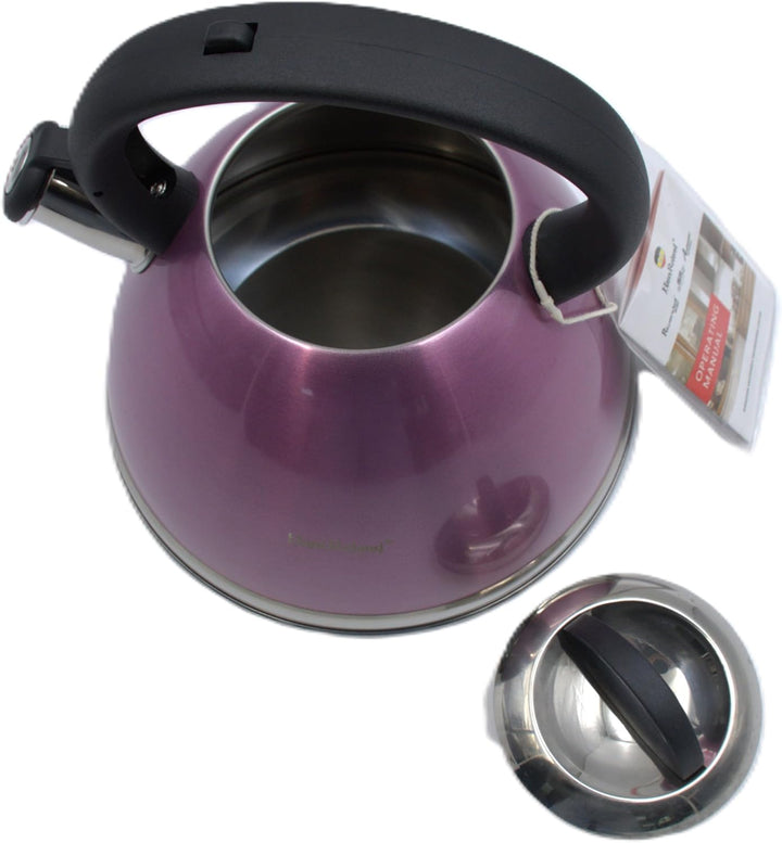 Haus Roland Whistling Kettle, Stainless Steel Tea Kettle, 3 Liters, Whistling Teapot, Ergonomic Handle, Tea Kettle Lid with Nylon Knob, Suitable For Induction and Gas