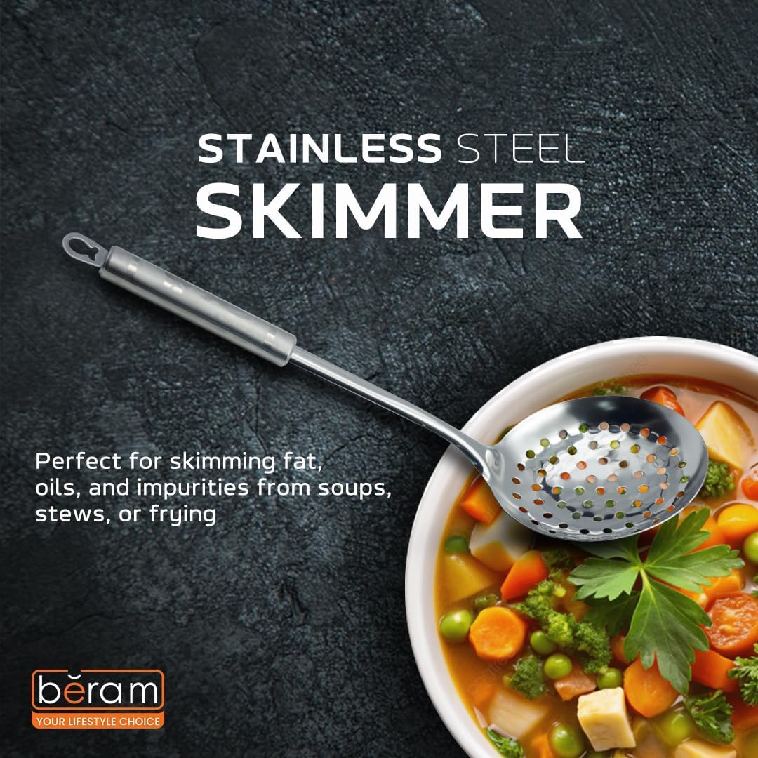 BERAM Stainless Steel Cooking Utensils Set 6 Pieces Four Leaf Design Handles Spatula Turner Rice Scoop Pasta Server Skimmer Soup Ladle Kitchen Tools for Daily Use