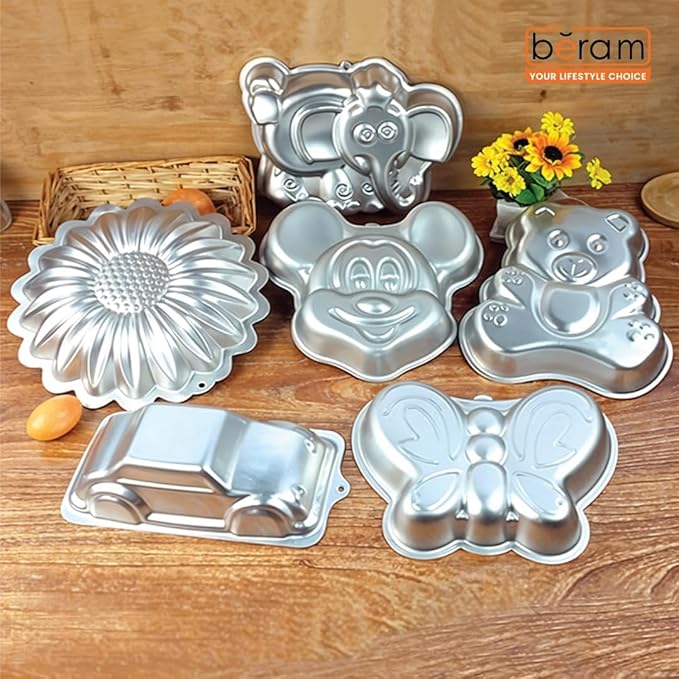 BERAM Non Stick Food Grade Aluminium Alloy Cake Mould Creative Shape Baking Pan for Birthday Party Christmas Kids Home Bakers Baking Lovers Decorating Essentials Baking Tools Kitchen Accessories Oven Safe Durable