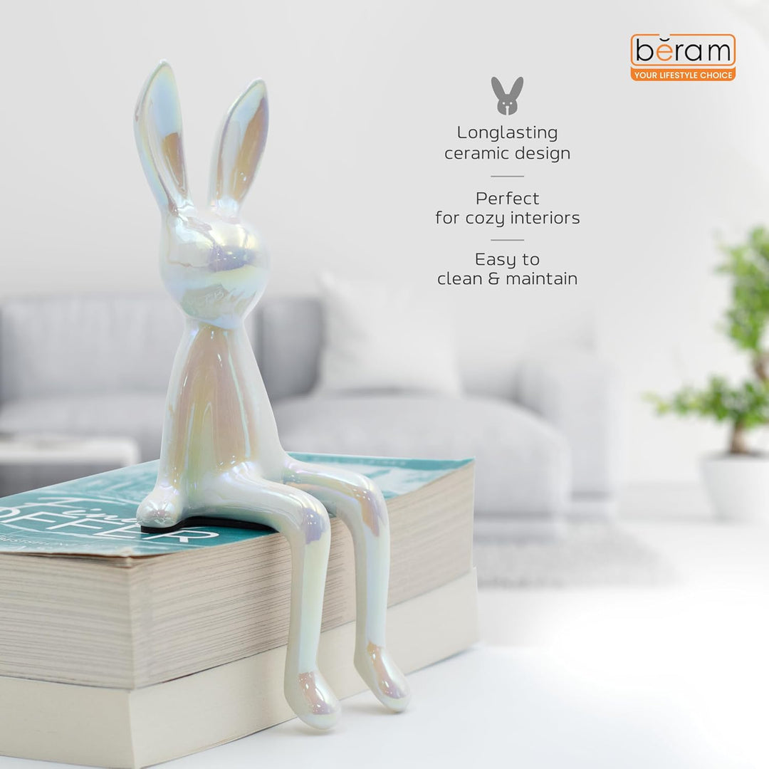 BERAM Sitting Bunny – Ceramic Statue Figurine, Modern Art Sculpture for Home Decor, Abstract Shelf Ornament, Premium Gift for Office, Living Room, or Dining Room Centerpiece