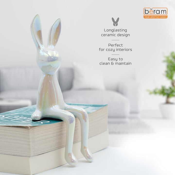 BERAM Sitting Bunny – Ceramic Statue Figurine, Modern Art Sculpture for Home Decor, Abstract Shelf Ornament, Premium Gift for Office, Living Room, or Dining Room Centerpiece