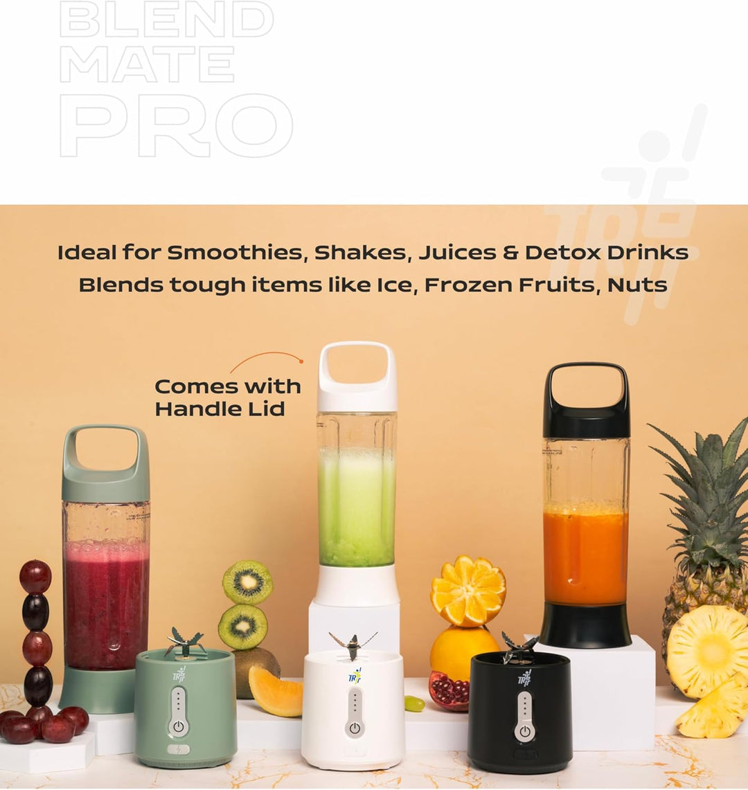 TR6 Blendmate Pro Portable Blender for Smoothies, Protein Shakes & Ice Crushing – 500ML Capacity, Tritan Material, 4000mAh Battery, USB-C Port with Handle Lid