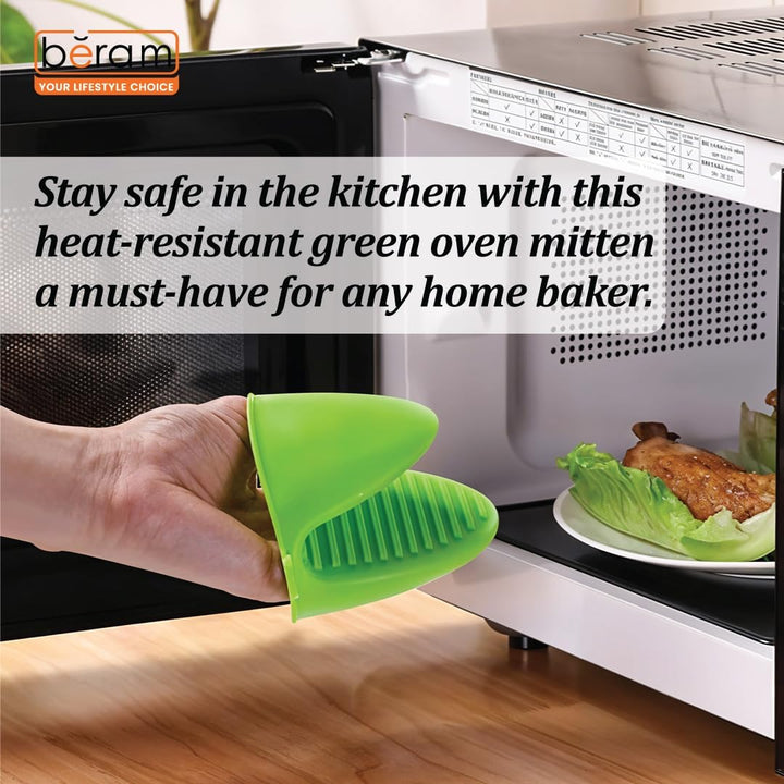 BERAM Silicone Mini Oven Mitts, Set of 2, Kitchen Pot Holders, Heat Resistant, Small Kitchen Mitts, Air Fryer Mitts Mini, Pot Pinch Grip for Cooking and Baking