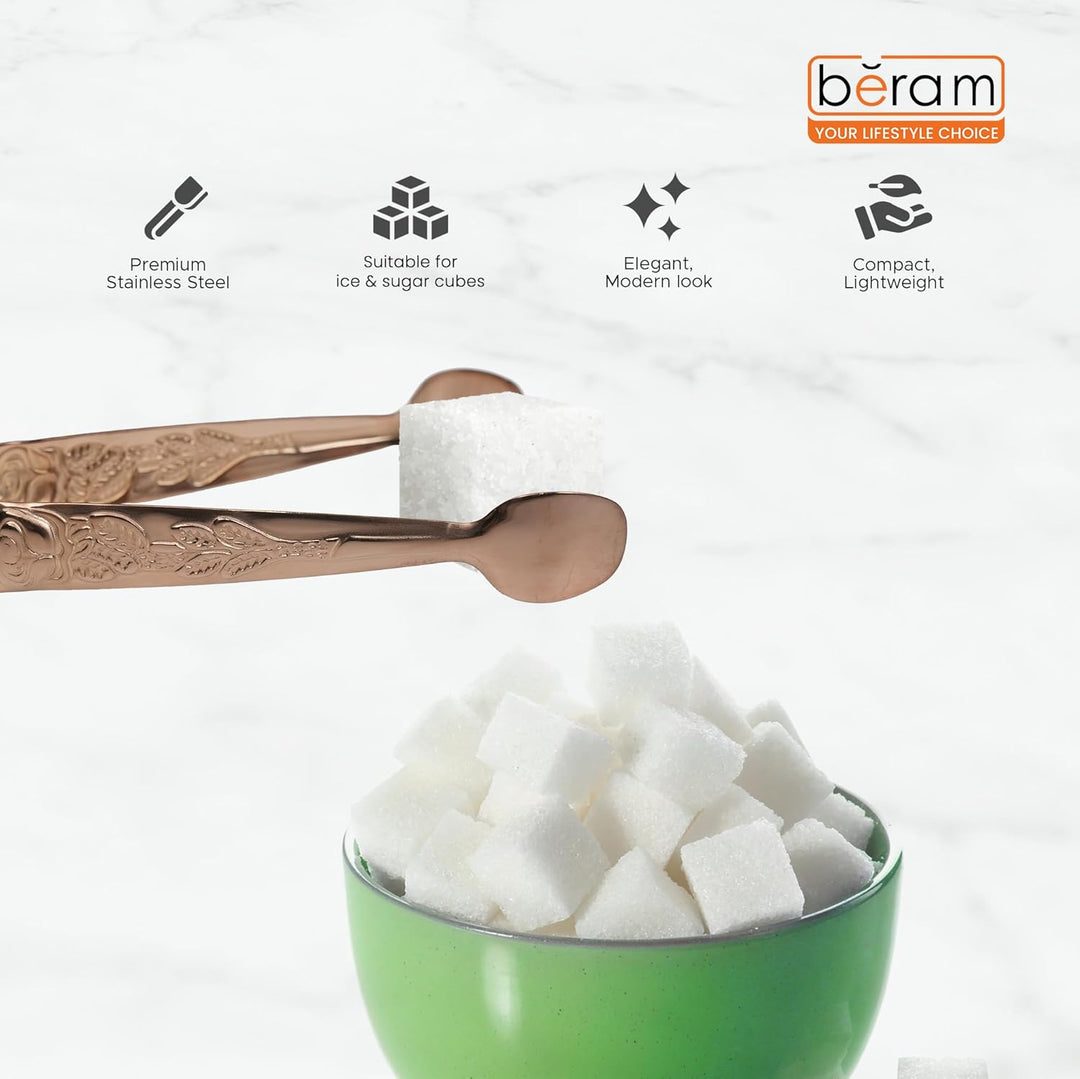 Beram Sugar Tong – Stainless Steel Mini Tongs for Sugar Cubes, Ice, Snacks & Tea Parties – Durable, Rust-Resistant Handle Design