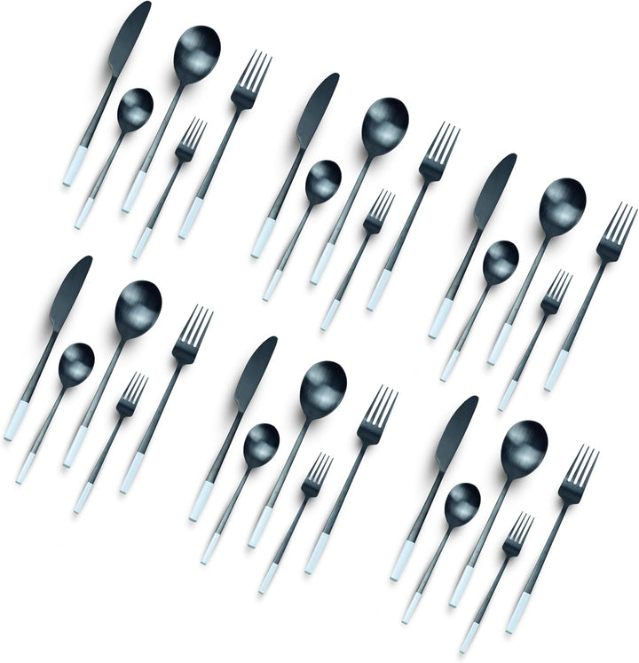 BERAM Symphony Stainless Steel Cutlery Set Harmonious Black and White Designs, Knives, Forks, Spoons, Kitchen Utensils Set, Tableware Set For Home, Restaurants, Hotels, and More