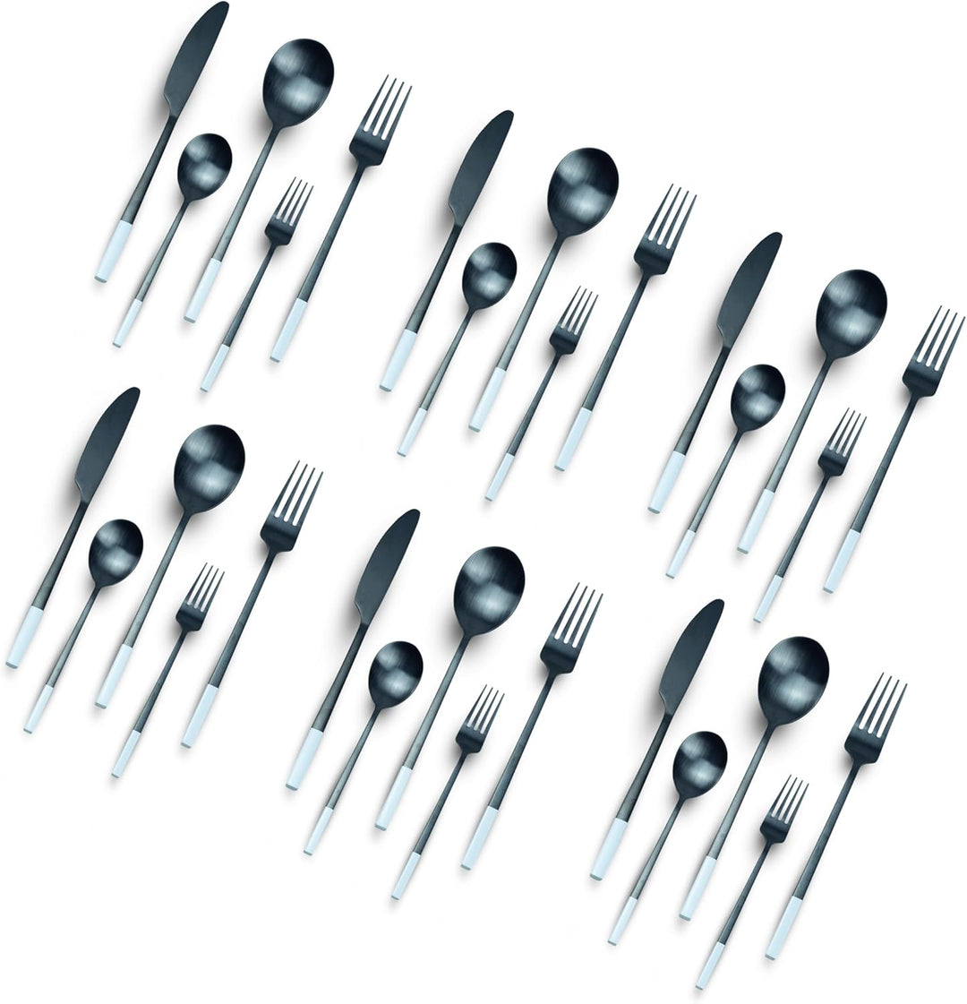 BERAM Symphony Stainless Steel Cutlery Set Harmonious Black and White Designs, Knives, Forks, Spoons, Kitchen Utensils Set, Tableware Set For Home, Restaurants, Hotels, and More