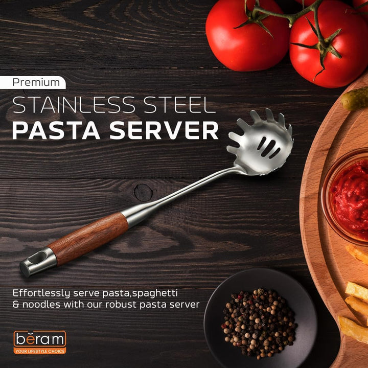 Beram Stainless Steel Wooden Spatula Durable 304 Food-Grade Spatula with Ergonomic Wooden Handle, Heat-Resistant and Rust-Proof, Ideal for Cooking, Stir-Frying, Mixing, and Serving.