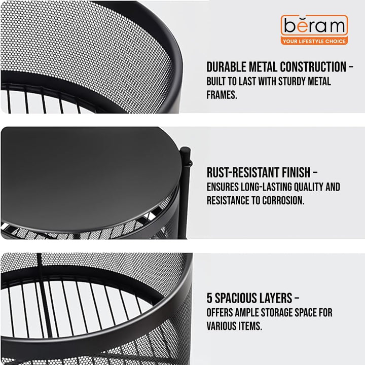 Movable 5-Tier Metal Rack