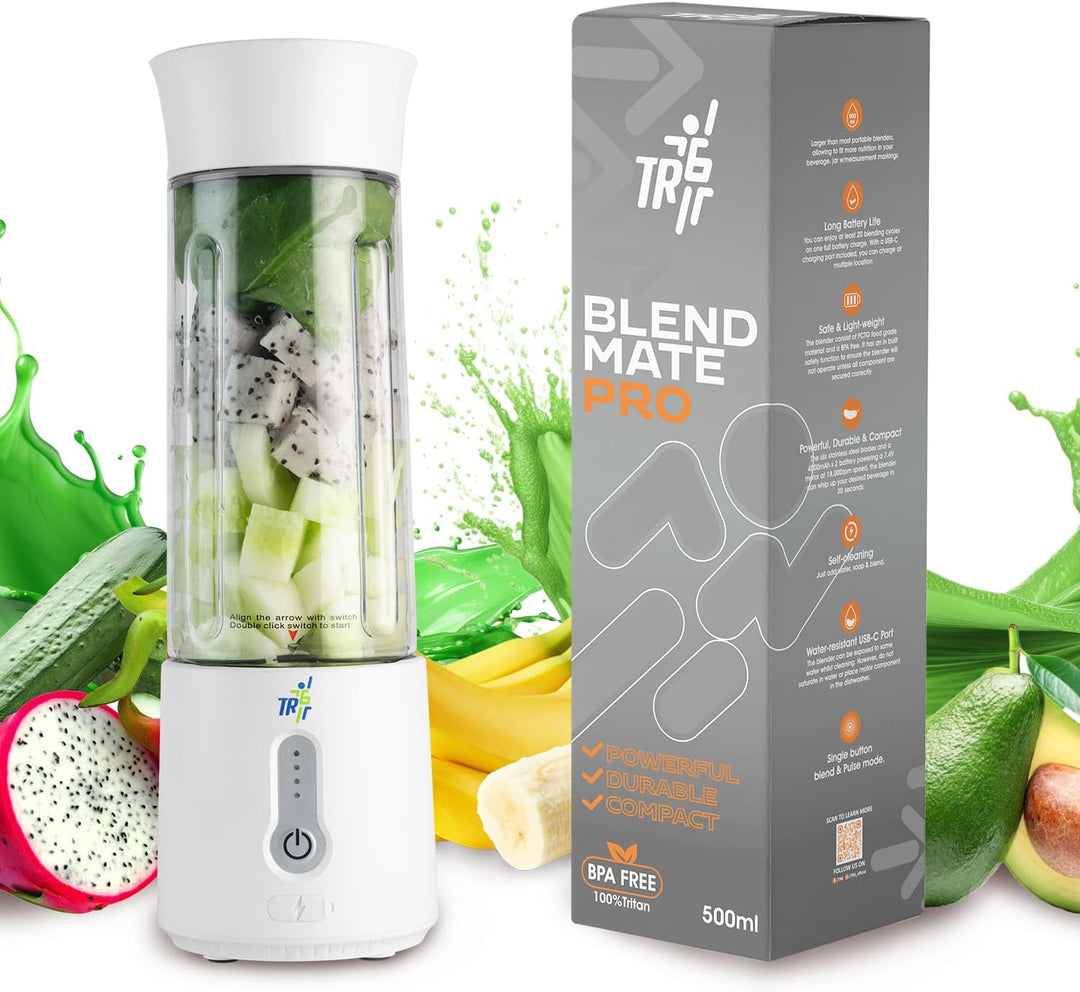 TR6 Blendmate Pro Portable Blender for Smoothies, Protein Shakes & Ice Crushing – 500ML Capacity, Tritan Material, 4000mAh Battery, USB-C Port with Handle Lid