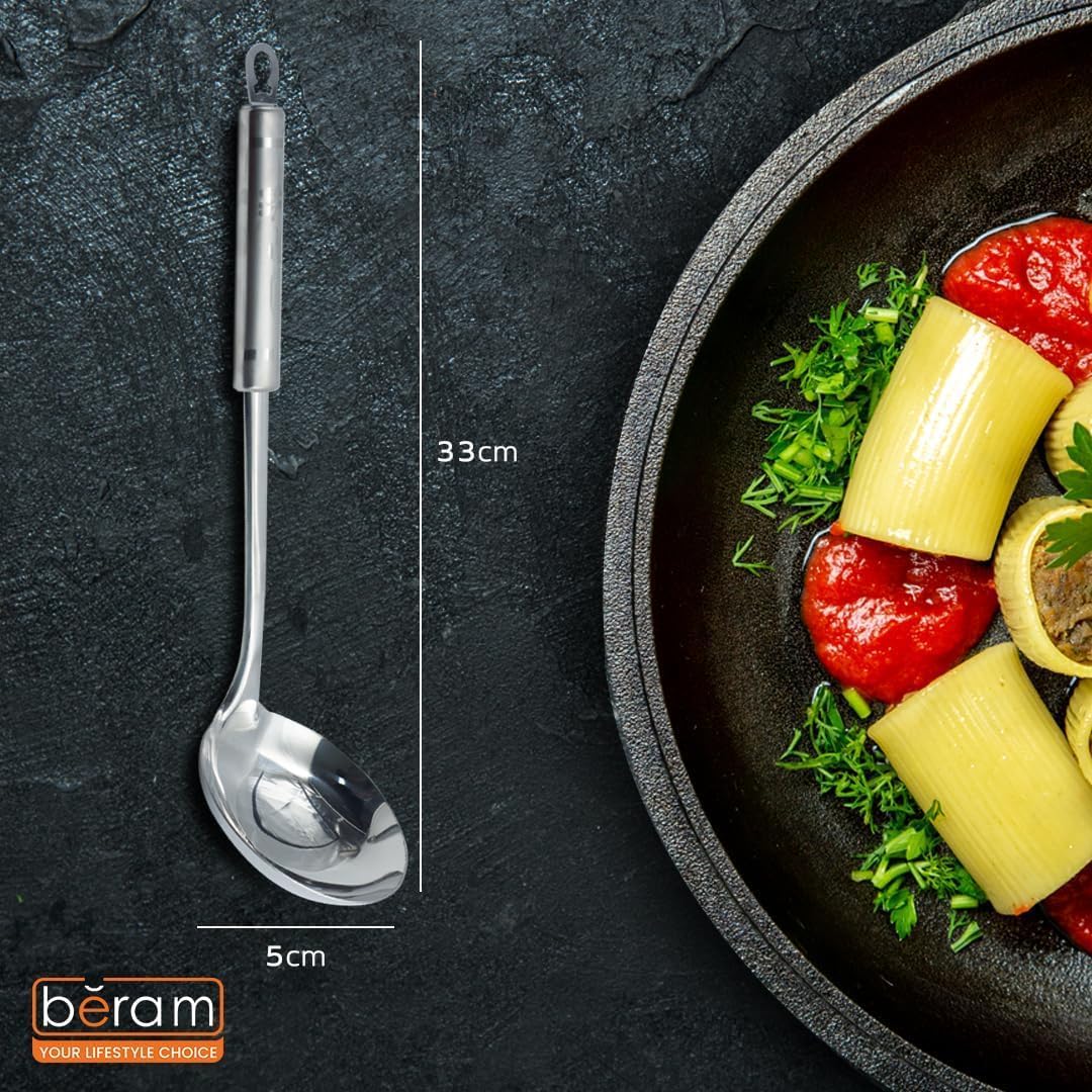 BERAM Stainless Steel Cooking Utensils Set 6 Pieces Four Leaf Design Handles Spatula Turner Rice Scoop Pasta Server Skimmer Soup Ladle Kitchen Tools for Daily Use