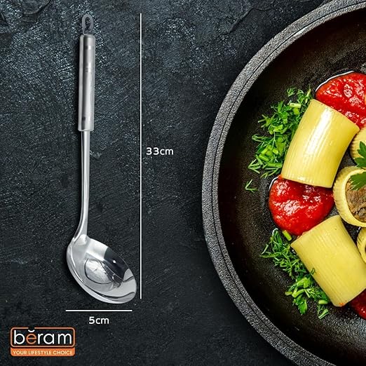 BERAM Soup Ladle Stainless Steel Soup Spoon Kitchen Tool Cooking Utensil Serving Spoon Food Grade Non-Deformable Compact Lightweight with Four Leaf Design Handles