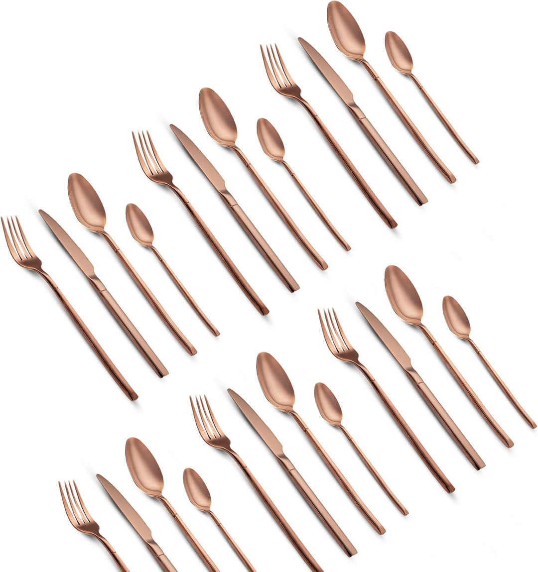 BERAM Copper Craft Cutlery Set 18/10 Stainless Steel Flatware Elegant Copper Finish Tableware for Home, Restaurants & Hotels Premium Dining Utensils for One Setting