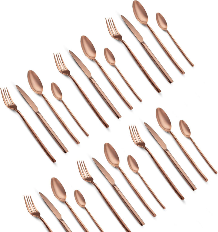BERAM Copper Craft Cutlery Set 18/10 Stainless Steel Flatware Elegant Copper Finish Tableware for Home, Restaurants & Hotels Premium Dining Utensils for One Setting