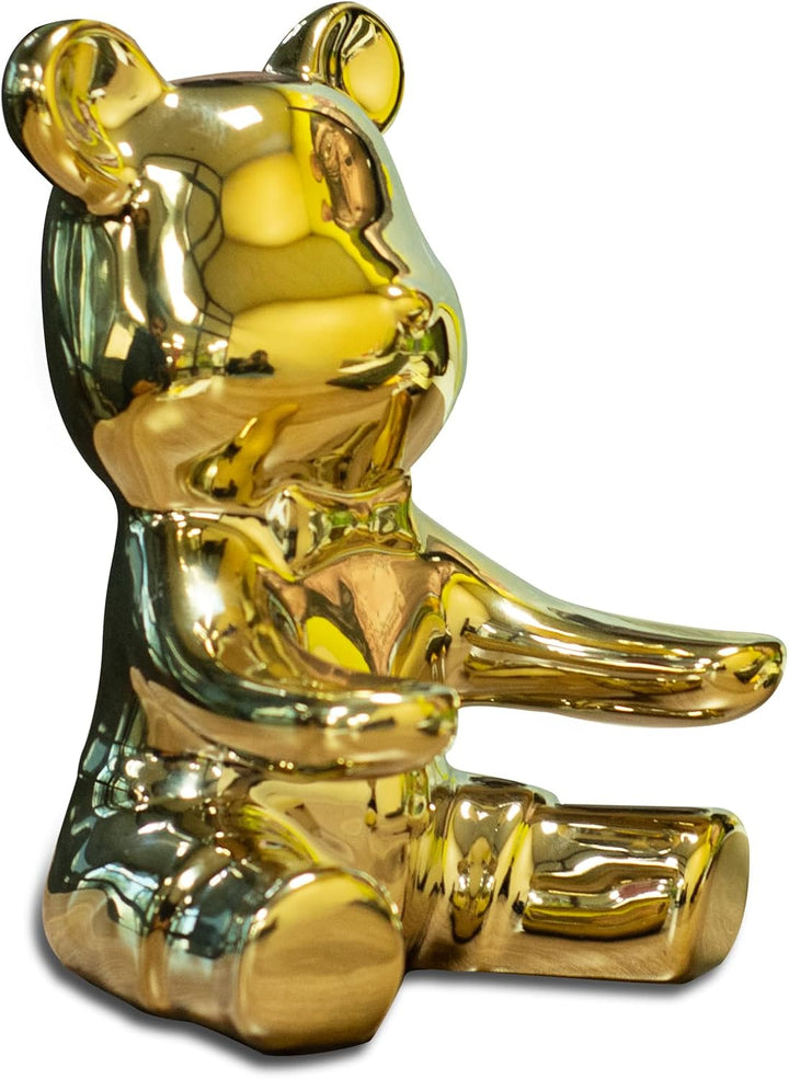 BERAM Golden Bunny Piggy Bank with Key Stand – Ceramic Art Sculpture, Modern Abstract Home Decor, Indoor Shelf Ornament & Functional Office, Living Room, Dining Room Centerpiece
