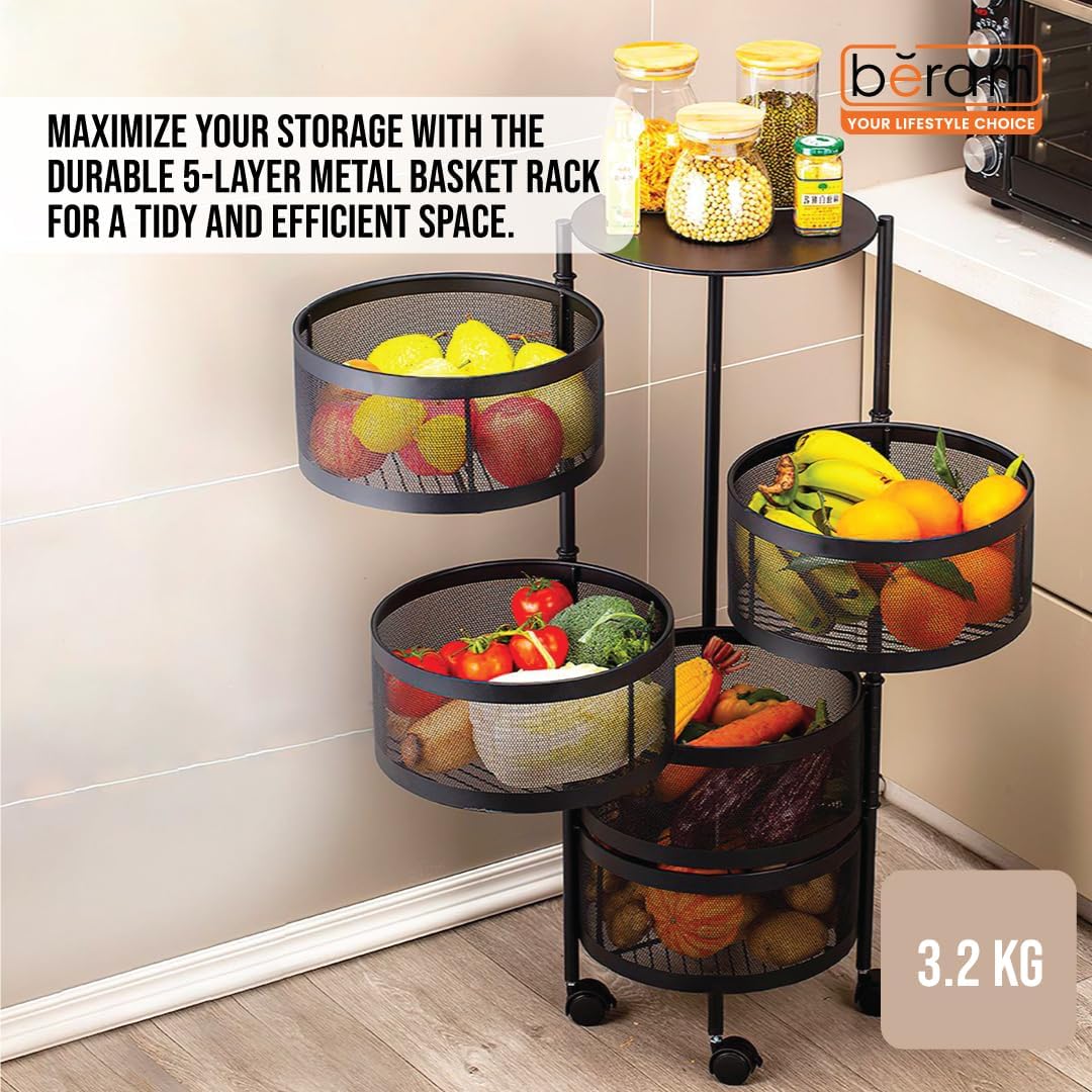 Movable 5-Tier Metal Rack