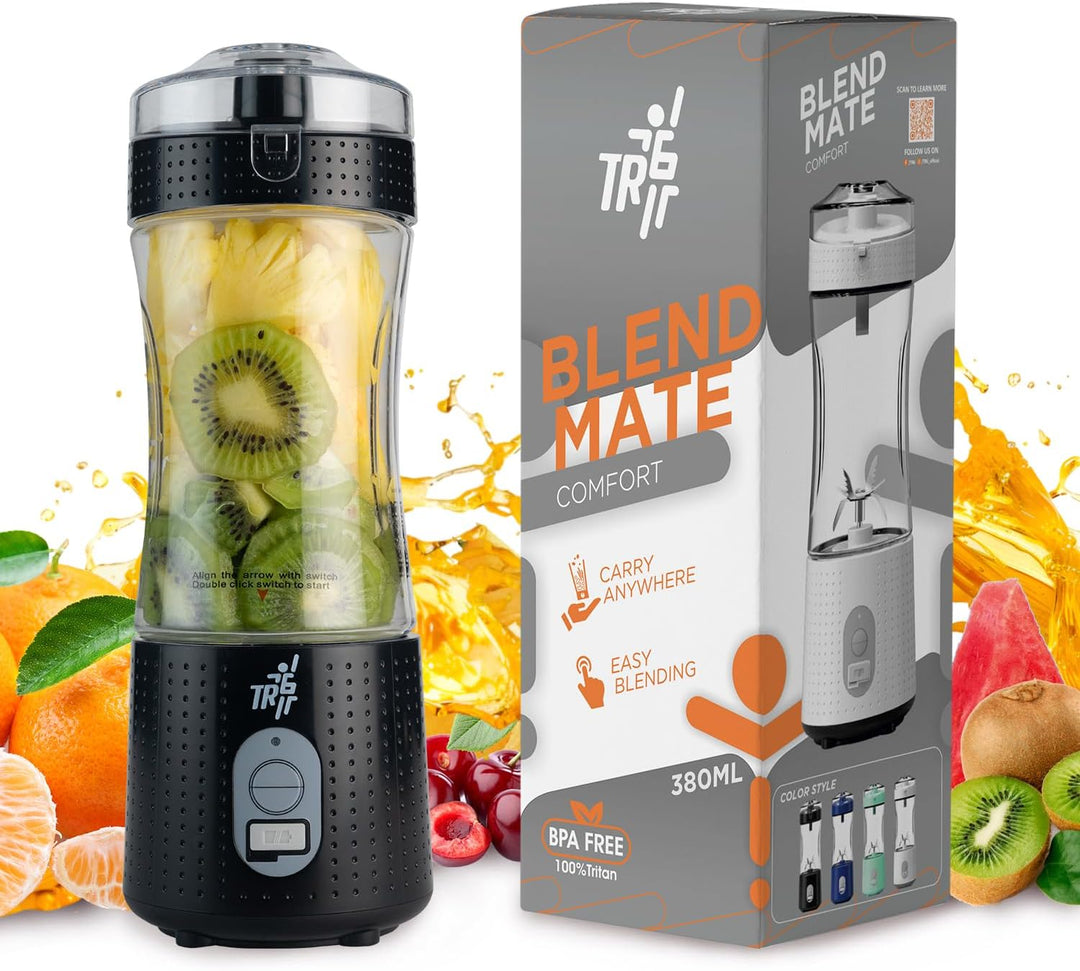 TR6 Blendmate Comfort Portable Blender for Smoothies, Protein Shakes & Ice Crushing – 380ML Capacity, Tritan Material, 4000mAh Battery, USB-C Port, and Sipper Lid