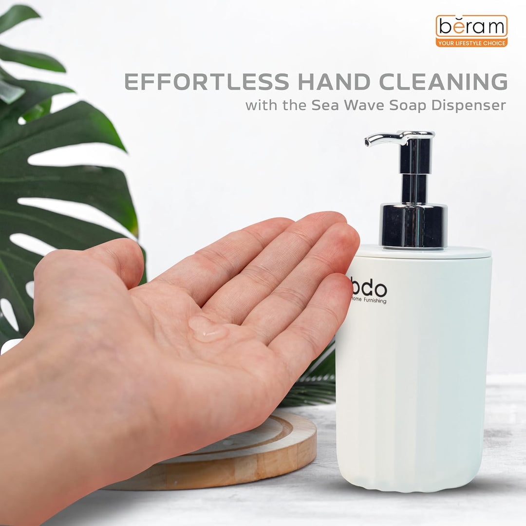 BERAM Sea Wave Soap Dispenser, Hand Sanitizer Travel Bottle, Hand and Liquid Soap Pump, Lotion Dispenser, Compact Bathroom or Kitchen Container, Holder for Traveling, Camping, Vacation