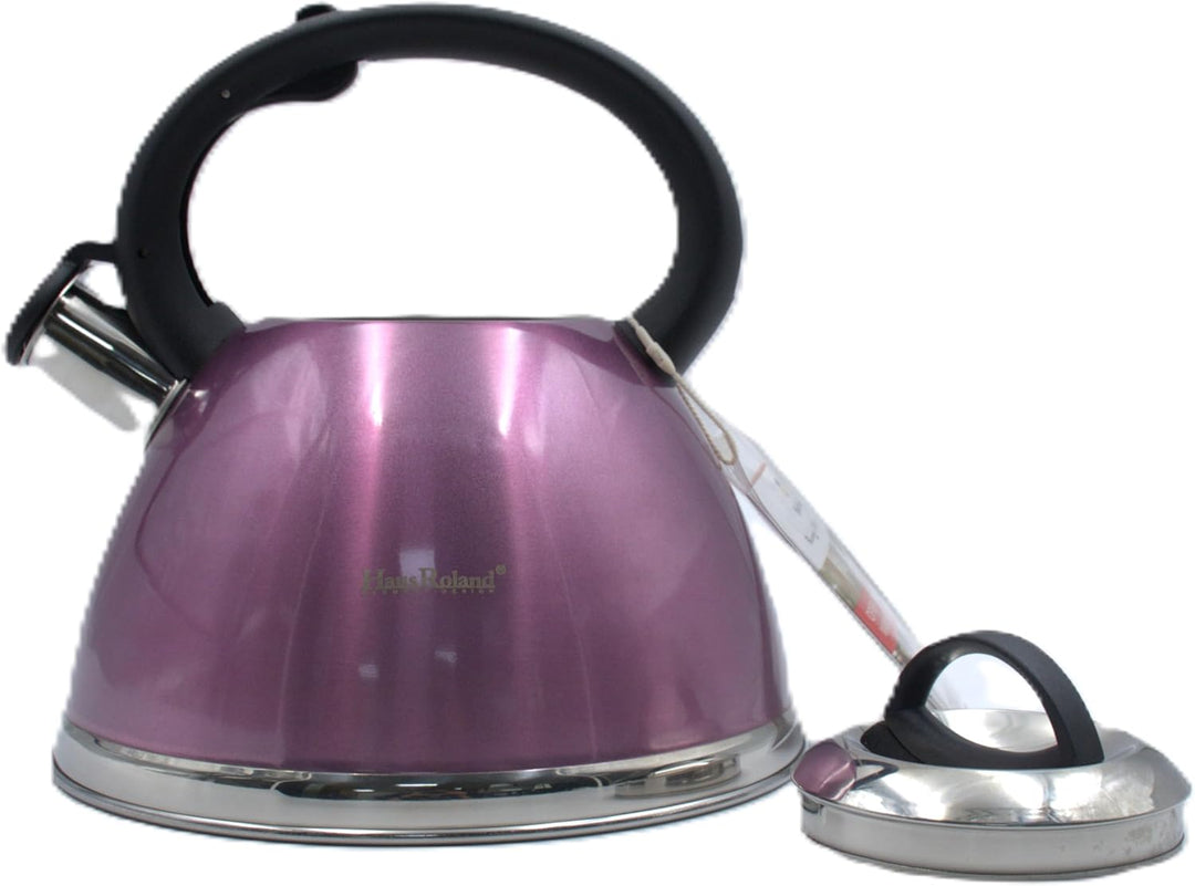Haus Roland Whistling Kettle, Stainless Steel Tea Kettle, 3 Liters, Whistling Teapot, Ergonomic Handle, Tea Kettle Lid with Nylon Knob, Suitable For Induction and Gas