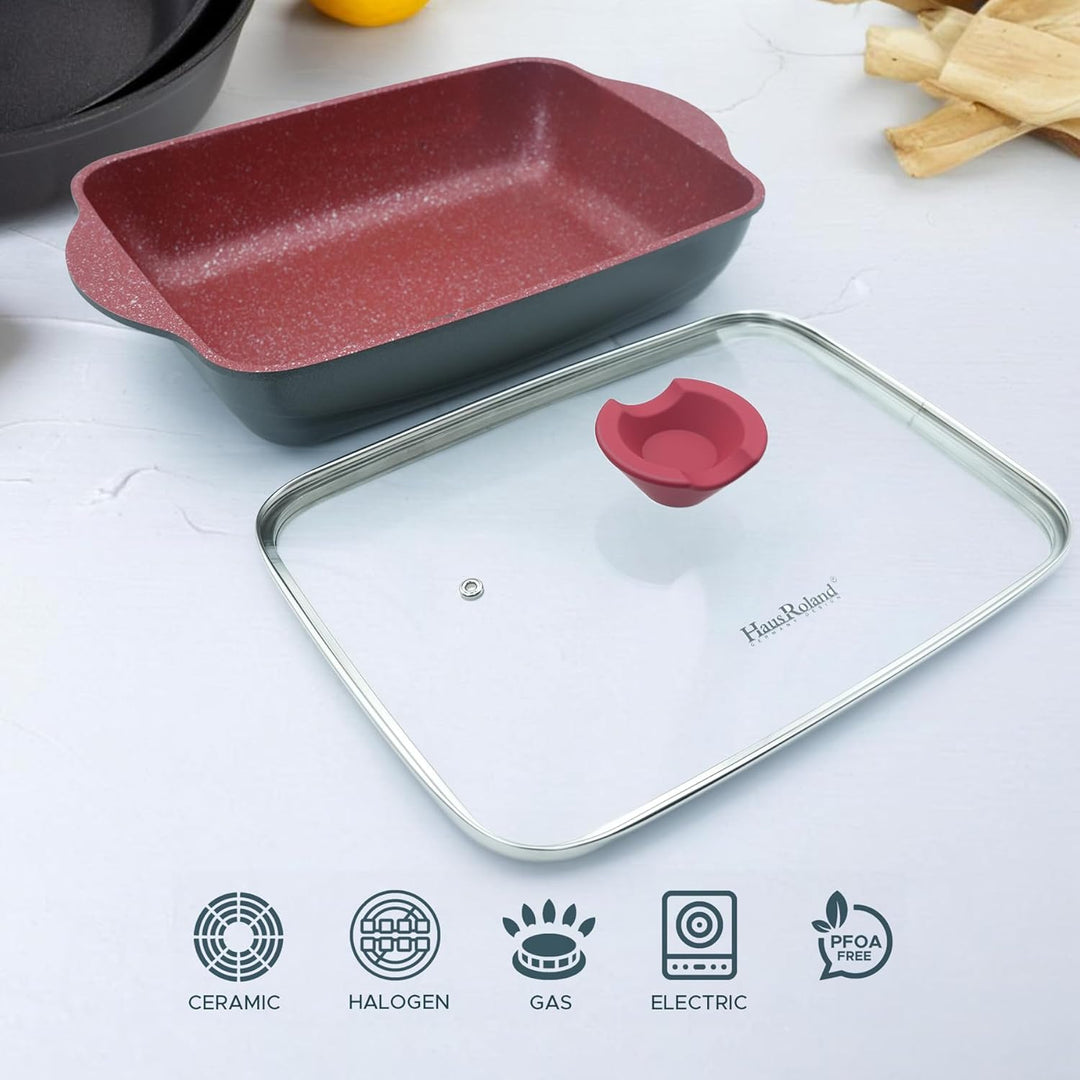 14Pcs Black Granite Nonstick Cookware Set with Lids Die-Cast Aluminum Induction & Oven Safe PFOA/PTFE-Free Kitchen Utensil Durable Scratch-safe Pots & Pans for Cooking (14PCS Set)