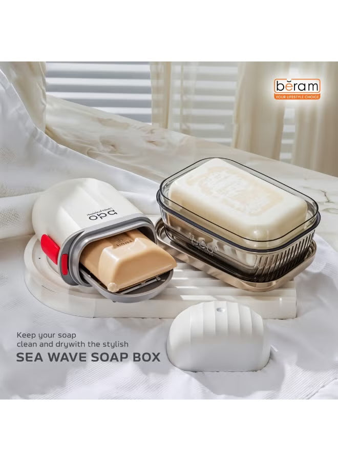 Sea Wave Travel Soap Case, Portable Soap Box, Compact Bathroom Container, Double Layer Leak-Proof Container, Efficient Soap Dish, Bar Soap Holder for Traveling, Camping, Vacation