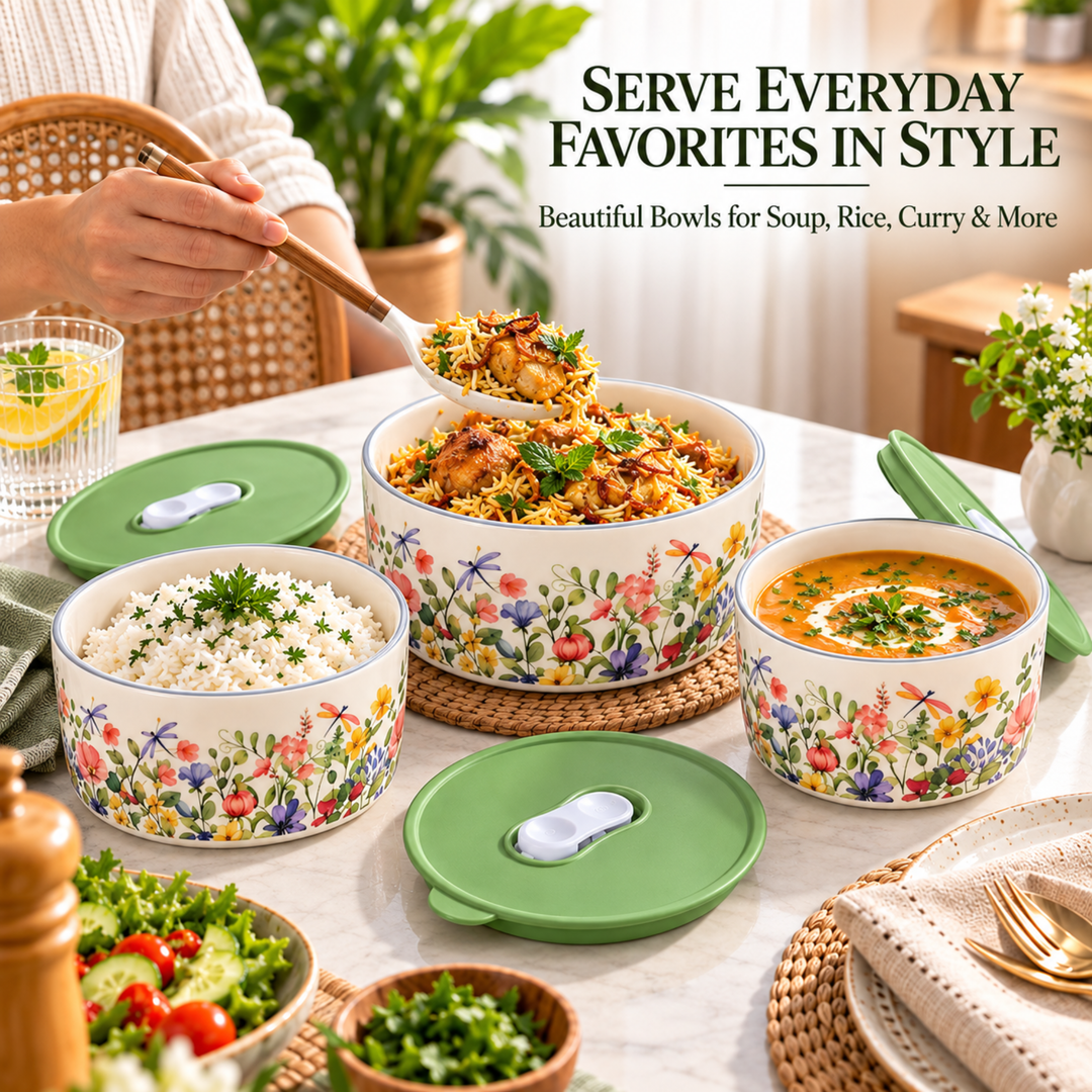 Ceramic Bowl Set Premium Porcelain Storage and Serving Bowls Microwave and Dishwasher Safe Soup Rice Snack Cereal Meal Prep Bowls Modern Kitchen Food Container Set