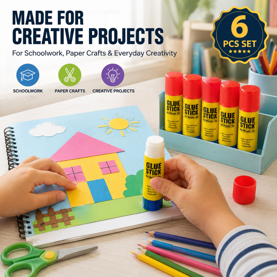 Glue Sticks for Paper Crafts – Strong Adhesive Glue Stick Set, Smooth Application, Quick Dry, Non-Toxic, Mess-Free Craft Glue for Office, School & DIY Projects
