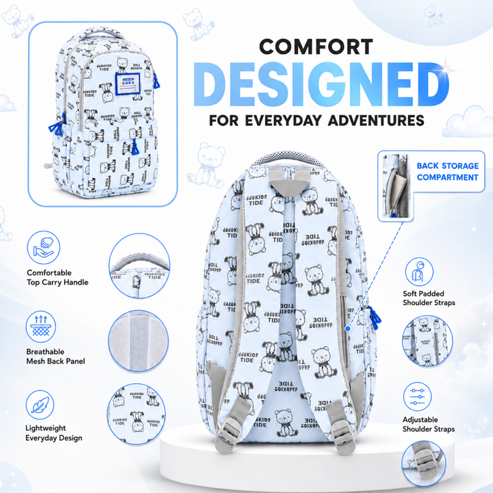 17 Inch Bear Bliss School Backpack Lightweight Multi-Pocket Bookbag with Large Capacity Polyester Adjustable Padded Shoulder Straps Everyday Backpack for School Travel Study Outdoor Use